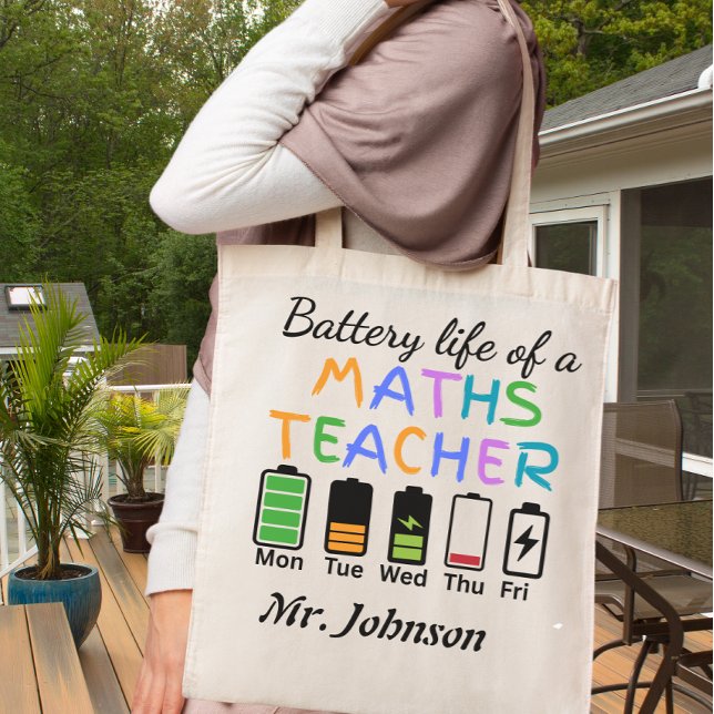 Bolsa Tote Professor de Matemática Engraçado Vida da Bateria  (Criador carregado)