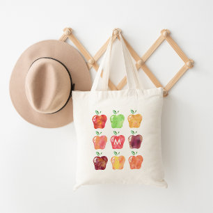 Bolsa Tote Professor de Monograma Inicial de Apple Watercolor