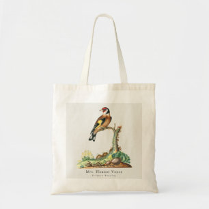 Bolsa Tote Professor de Pássaro Botânico Vintage Personalizad