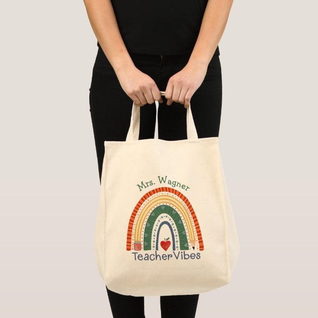 Bolsa Tote Professor divertido Vibes Rainbow Pencil (Frente (produto))
