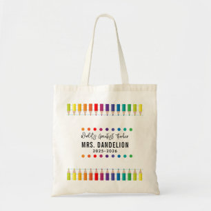 Bolsa Tote Professor do Rainbow Crayons Kindergarten
