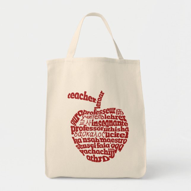 Bolsa Tote Professor em todas as línguas Red Apple (Frente)