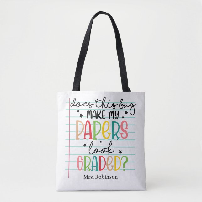 Bolsa Tote Professor Engraçado Corrigindo Provas (Frente)