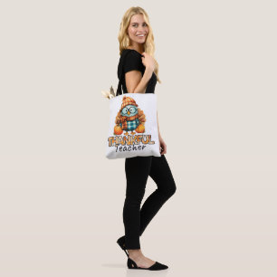 Bolsa Tote Professor Grato – Coruja com Abóboras e Xadrez