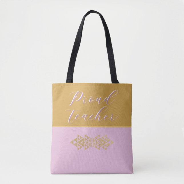 Bolsa Tote Professor Orgulho Rosa e Dourado (Frente)