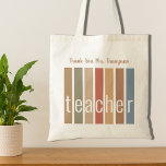 Bolsa Tote Professor Personalizado<br><div class="desc">Esta palavra de agradecimento é "Tote Bag", do professor, decorada com listras em tons de terra e a palavra Professor em tipografia de na moda. Facilmente personalizável. Use a opção Personalizar Mais para alterar o tamanho, o estilo ou a cor do texto, se desejar. Faz um presente perfeito para um...</div>