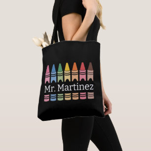 Bolsa Tote Professor personalizado Crayon Nome Cute Back Scho