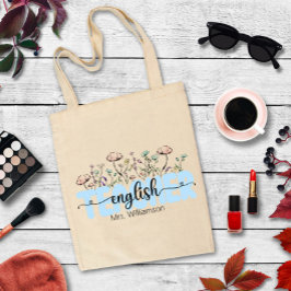 Bolsa Tote Professor Personalizado de Inglês Whimsical Wildfl