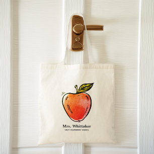 Bolsa Tote Professor Personalizado de Maçã em Aquarela