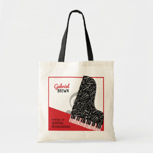 Bolsa Tote Professor Personalizado do Grande Piano Vermelho