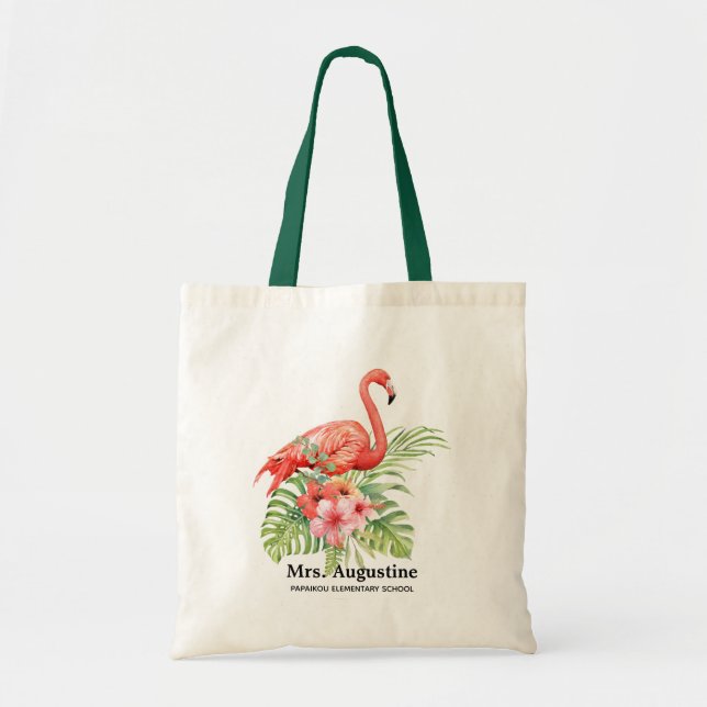 Bolsa Tote Professor Personalizado Escola Flamingo (Frente)