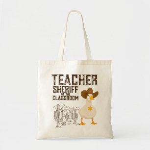 Bolsa Tote Professor Retro de volta à escola Xerife Engraçado