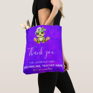 Bolsa Tote Professora Apreciando Tartaruga Verde Roxa