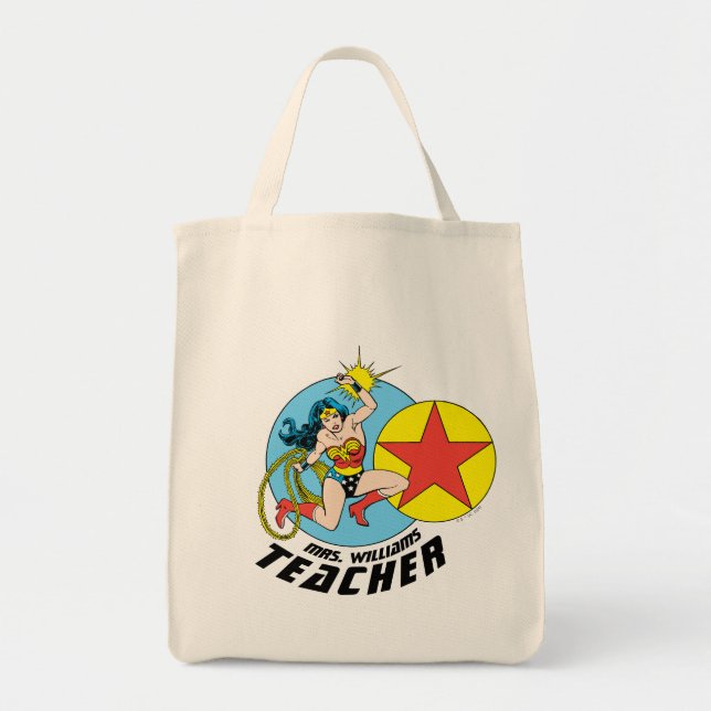 Bolsa Tote Professora da Mulher Maravilha Red Star (Frente)