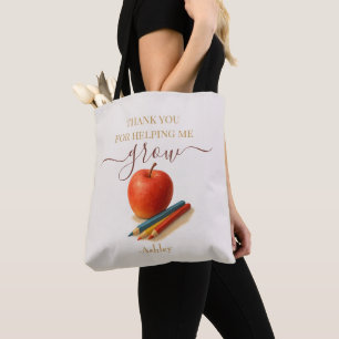 Bolsa Tote Professora De Maçã De Aquarela - Obrigado, Present