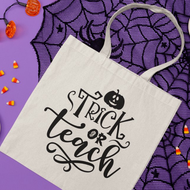 Bolsa Tote Professora de Pumpkin Moderno de Halloween (Criador carregado)