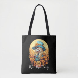 Bolsa Tote Professora do Skeleton Halloween Sunflower