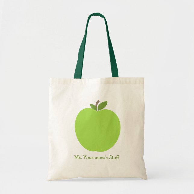 Bolsa Tote Professora Personalizada da Apple Verde (Frente)