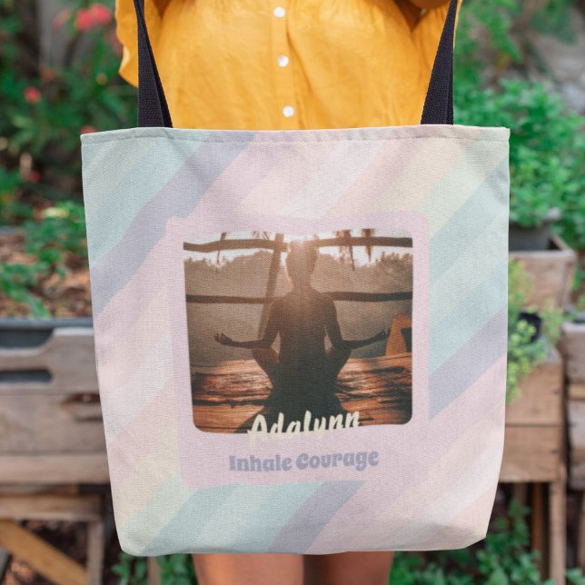 Bolsa Tote Professora personalizada do Yoga Lover Mamãe Dotad (Personalized Yoga Lover Teacher Mom Women Gift)