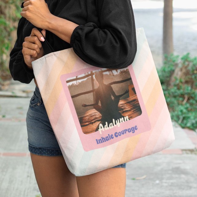 Bolsa Tote Professora personalizada do Yoga Lover Mamãe Dotad (Personalized Yoga Lover Teacher Mom Women Gift)