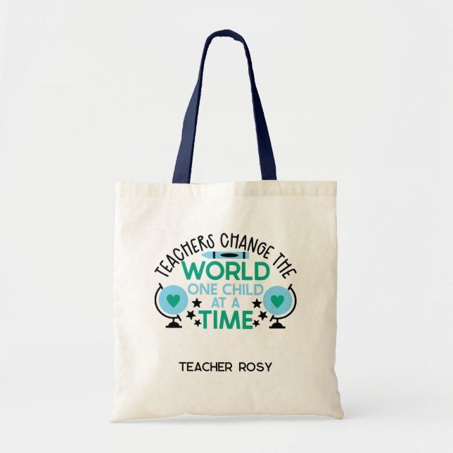 Bolsa Tote Professora Personalizada Tote Bags Muda O Mundo (Frente)