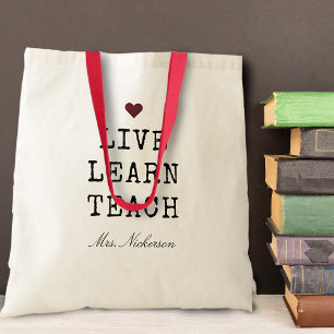 Bolsa Tote Professores Ao Vivo Aprendem Ensino Coração