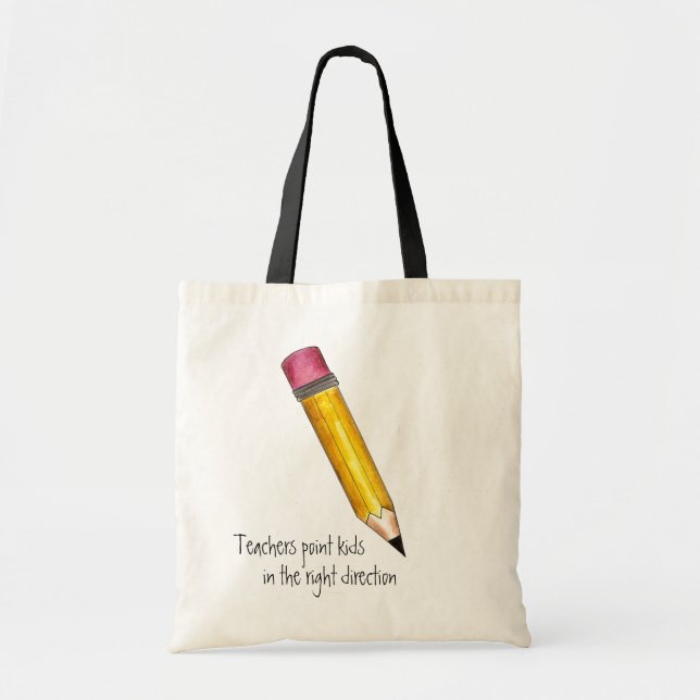 Bolsa Tote Professores Apontam Crianças Lápis Professor Tote  (Frente)