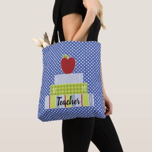 Bolsa Tote Professores de bolinhas e Livros Empilhados