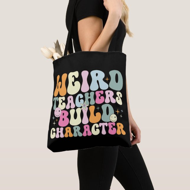 Bolsa Tote Professores Estranhos Constroem Caráter Ensinando  (Close Up)