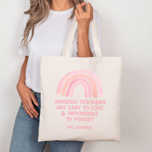 Bolsa Tote Professores Incríveis São Fáceis de Amar Arco-Íris