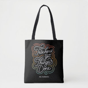 Bolsa Tote Professores modernos do Rainbow Swirl fazem coisas
