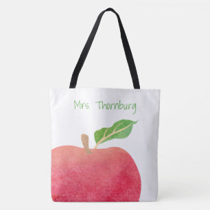 Bolsa Tote Professores Personalizados de Maçã Vermelha de Cor