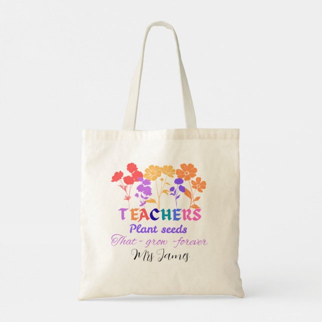 Bolsa Tote Professores plantam sementes que crescem vida de p (Verso)