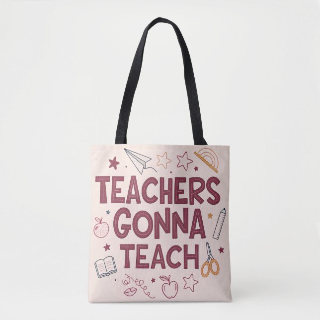 Bolsa Tote Professores Vão Ensinar Professor Rosa Fofo  (Frente)