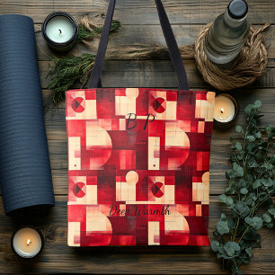 Bolsa Tote Profunda Calidez Abstrata – Geométrica Vermelha, C