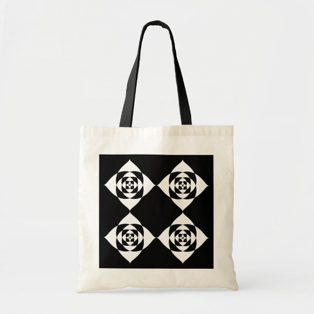 Bolsa Tote Projeto floral preto e branco (Frente)