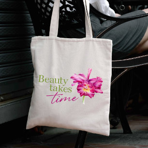 Bolsa Tote Promo de beleza personalizado orquídea rosa aquare