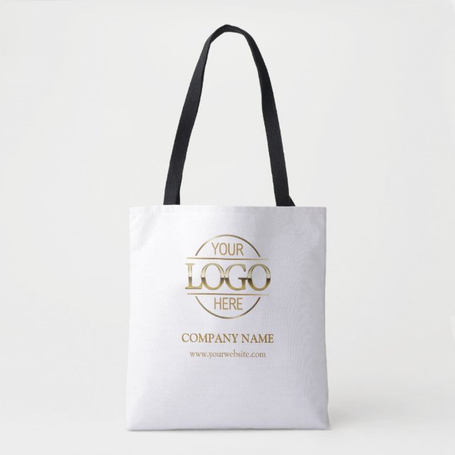 Bolsa Tote Promocional de logotipo da Elegant White Business  (Frente)