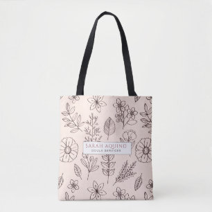 Bolsa Tote Promocional floral cor-de-rosa lunático de Doula