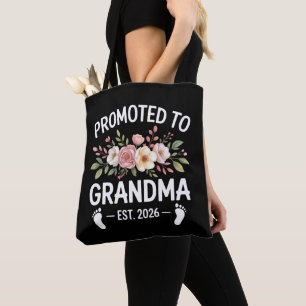 Bolsa Tote Promovida a Avó 2026 Primeira Vez Nana Floral