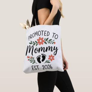 Bolsa Tote Promovida a Mamãe 2026 Primeira Gravidez Divertida