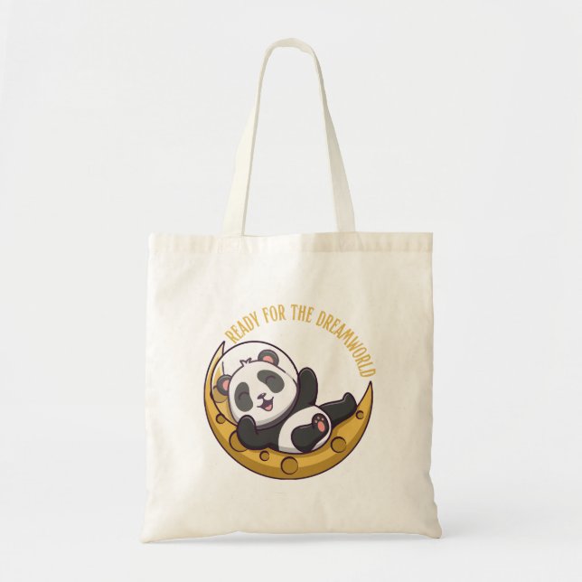 Bolsa Tote Pronto para o mundo dos sonhos Olá, pequeno panda, (Frente)