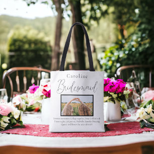 Bolsa Tote Proposta de Damas de Honra Foto Memórias Favoritas