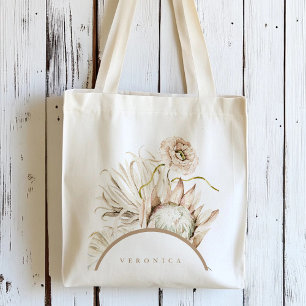 Bolsa Tote Protea Selvagem Boho Pampas Floral Personalizado 