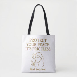 Bolsa Tote Protect Your Peace — Minimalist Self-Care Quote