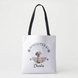Bolsa Tote Protected By Dog Photo Paw Print Design