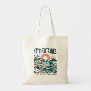 Bolsa Tote Proteger Parques Nacionais Florais Natureza Retro