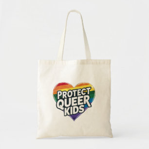 Bolsa Tote Proteja Crianças Queer Coração Arco-íris Orgulho