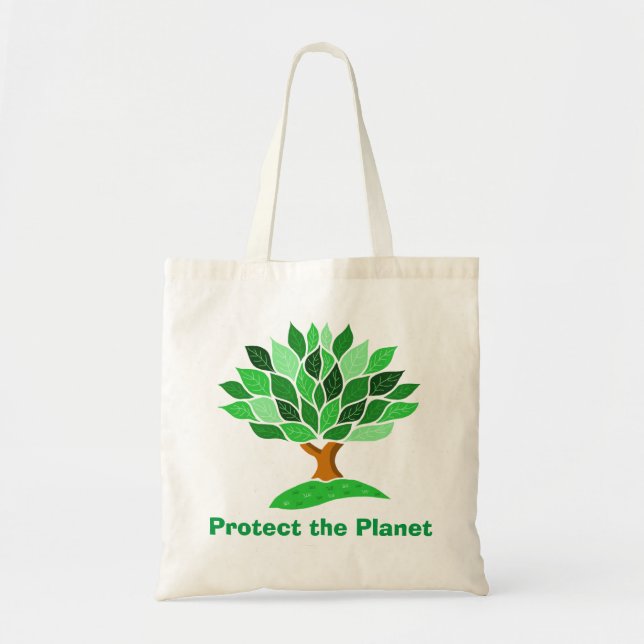 Bolsa Tote Proteja o planeta. Design de árvore. (Frente)