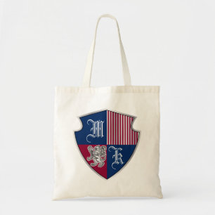 Bolsa Tote Protetor do leão da prata do emblema do monograma